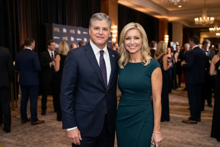 Sean Hannity and Ainsley Earhardt standing together at a formal media event