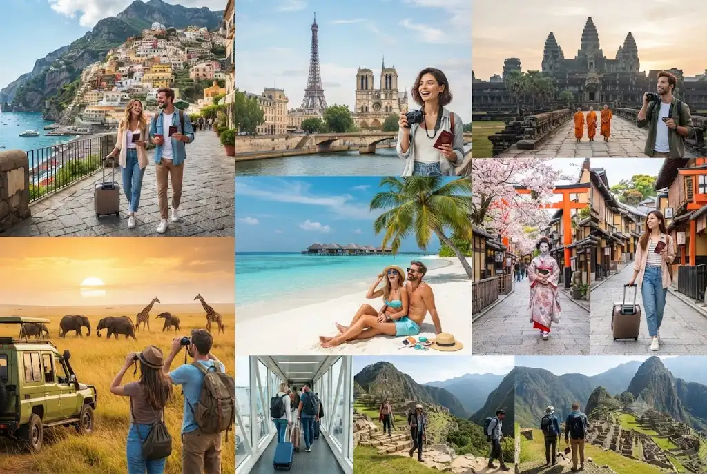 Traveller researching destination travel insurance for international holidays