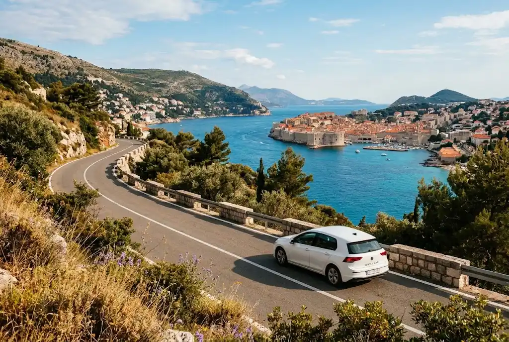 car hire Croatia Dubrovnik on a scenic coastal road