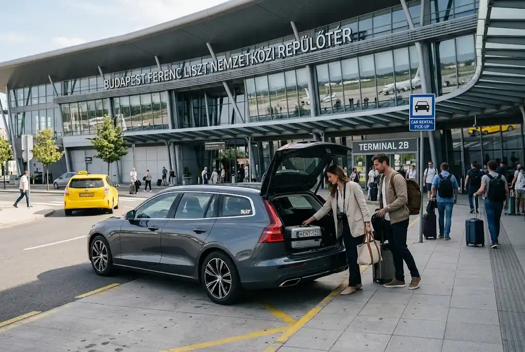 Car rental Budapest Airport with a modern rental car