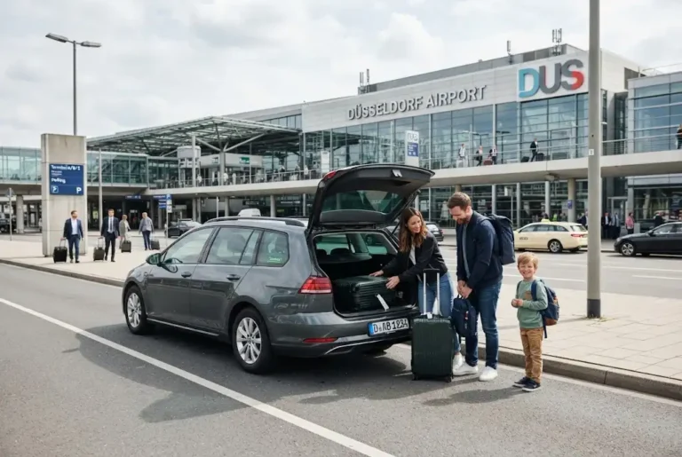 Car rental Dusseldorf Airport vehicle outside Düsseldorf Airport