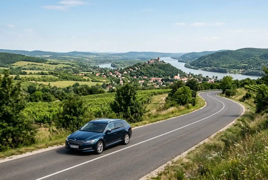 Car rental Hungary on a scenic Hungarian road