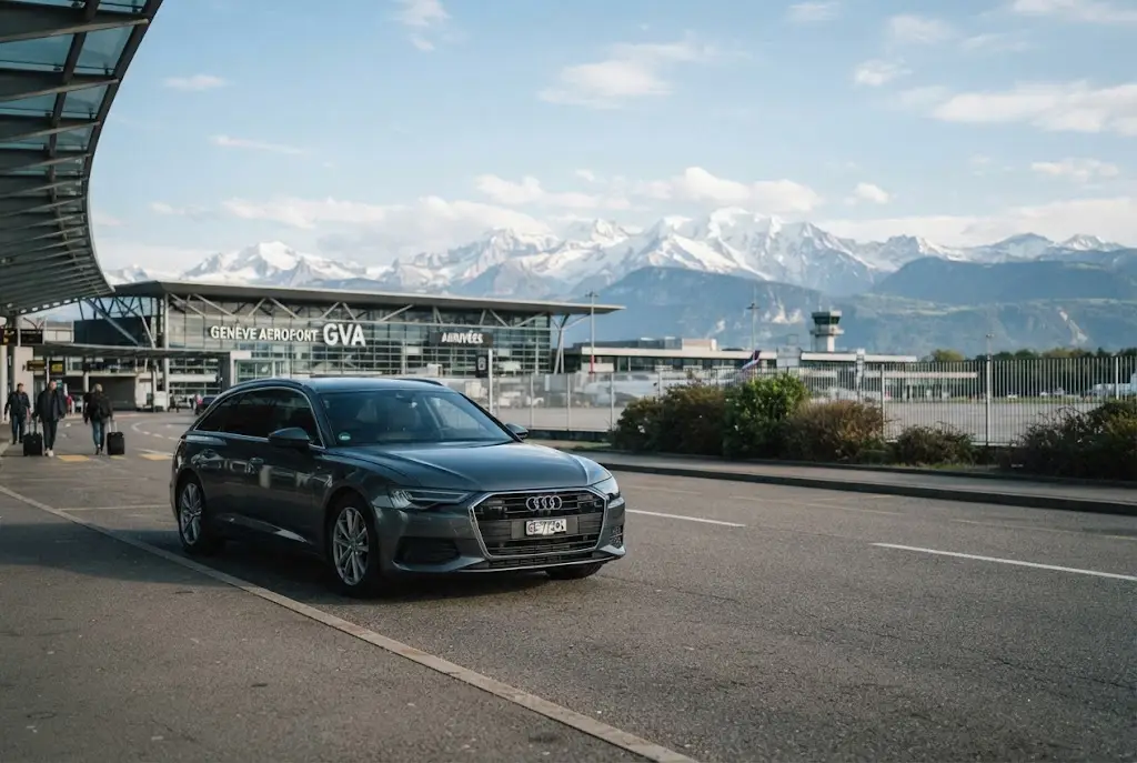 Geneva airport French side car rental with a vehicle near the French Alps